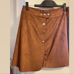 Brown suede mini skirt